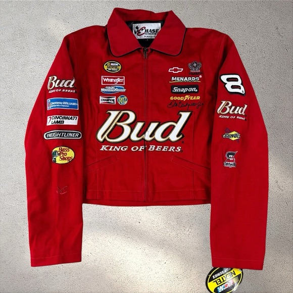 Jeff Hamilton Jackets & Blazers - Vintage NWT JH Design Dale Jr. Budweiser Red Racing Jacket Sz Small NASCAR